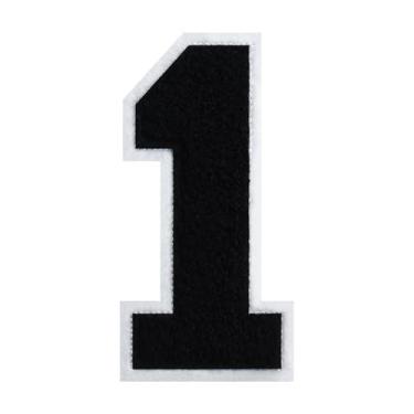 Imagem de Patch de número de chenille preto de 15 cm – aplique bordado grande universitário para jaquetas, camisas, moletons com capuz, bolsas e jeans – decoração de roupas DIY, uniforme de equipe e presente (1