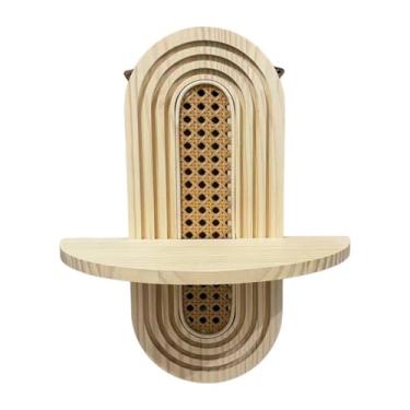 Imagem de MotiveTech Prateleira de parede boho para decoração de casa, estilo rústico boêmio, arte de parede chique, prateleira suspensa para quarto, corredor, sala de