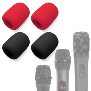 Imagem de Voarmaks Capa de microfone de espuma compatível com microfones JBL PartyBox sem fio, sistema de dois microfones sem fio, PartyBox Mic 100, microfone de karaokê, esponja para para-brisas, filtro pop