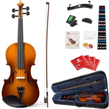 Imagem de Vangoa Conjunto completo de violino tamanho 1/4 para iniciantes, conjunto infantil abeto violino quarto conjunto conjunto pequeno violinos acústicos kit iniciante pacote com madeira maciça lateral