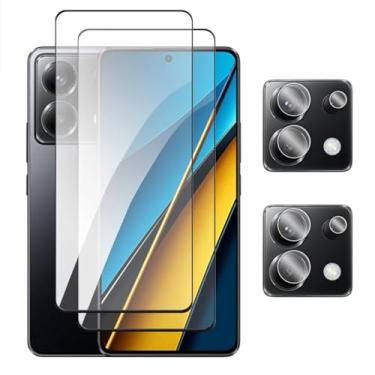 Imagem de filme protetor de tela com cola de tela Para POCO X3 X4 GT X5 X6 X6 Pro 5G, 4 em 1 Termo Temperado 2.5D com cola de cobertura completa