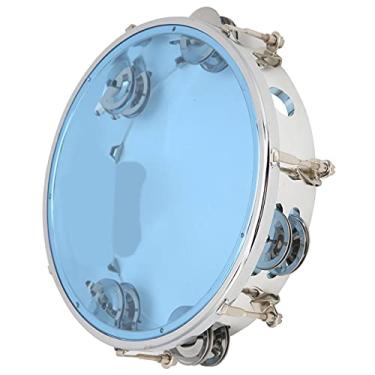 Imagem de Zhjvihx Pandeiro, Sino de Metal de Tambor Manual Sem Mão Deformada para Ensino de Percussão (Azul)