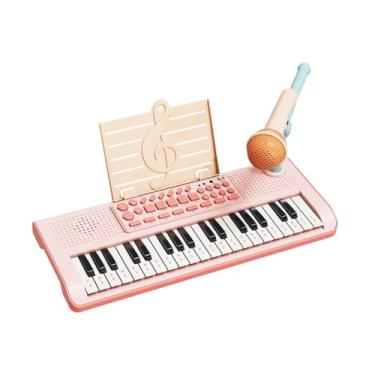 Imagem de Dynwave Teclado de piano infantil, pequeno piano multifuncional, brinquedo eletrônico para uso doméstico, Rosa
