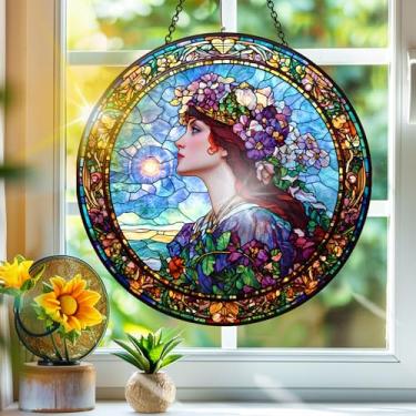 Imagem de Apanhador de sol de acrílico colorido, apanhadores de sol, decoração de janela pendurada, arte de parede de arco-íris, para sala de estar, quarto, varanda, interior, exterior, jardim, decoração, 19 x