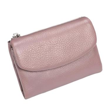 Imagem de Carteira unissex de couro seixo, porta-cartão de moeda de couro legítimo curto de 14 cm, bolsas de mão unissex, pode guardar moedas, cartões de identificação, Fink, 13.5*10*3cm/5.31*3.94*1.18in