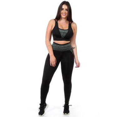 Imagem de Conjunto Preto com Detalhe Risca Fitness Legging e Top-Feminino
