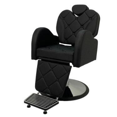 Imagem de Cadeira Poltrona Reclinável Lux Hidráulica Redondo Estofado Preta Acet