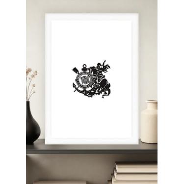 Imagem de Quadro Glória Corinthians com Vidro e Moldura Branca - Spark Loja