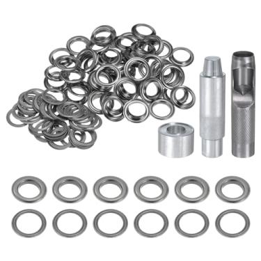 Imagem de HARFINGTON Kit de ferramentas de ilhós, 100 peças, conjunto de ilhós de cobre de 20 mm com furador oco, ferramentas de fixação de ilhós para roupas cinto de tecido de couro, preto