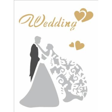 Imagem de Stencil de Acetato para Pintura 15x20 Casamento Wedding Opa 2344
