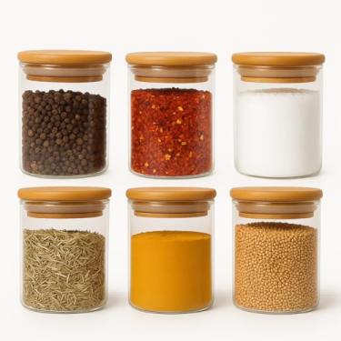 Imagem de Conjunto 6 Potes Herméticos Com tampa De Bambu Premium 250ml 8,5x6cm