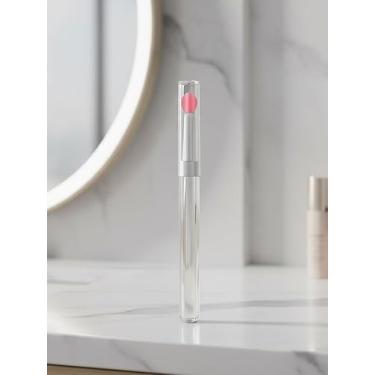 Imagem de Pincel labial de silicone com tampa reutilizável aplicador de brilho labial de silicone rosa