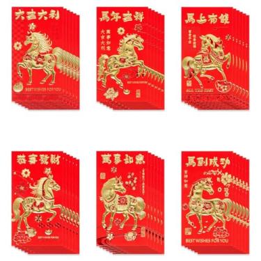 Imagem de Easozoom 36 peças bonito cavalo em forma de 8 envelopes vermelhos chineses Ano Novo Lunar 2026 presente Hong Bao dinheiro da sorte para o festival da primavera, 16 × 9 cm -A2