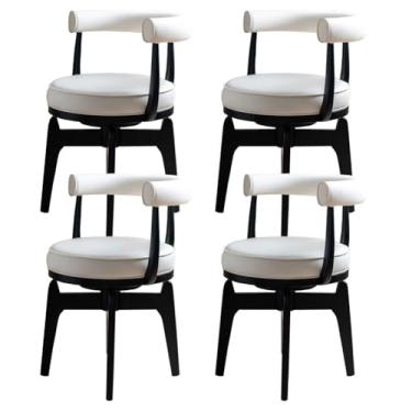 Imagem de SPXMQSS Cadeiras para sala de jantar, cadeiras de jantar de couro PU com apoios de braços, cadeiras de jantar giratórias com encosto, cadeira ergonômica para lounge, escritório, cadeira de penteadeira