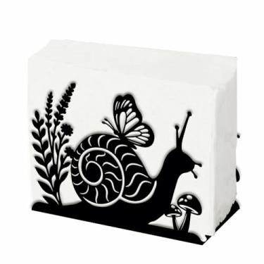 Imagem de SUPERDANT Porta-guardanapos de caracol para mesa, caracol e flores, dispensador de metal servette de mesa, organizador de guardanapos de coquetel, suporte de toalha de papel de seda de ferro preto