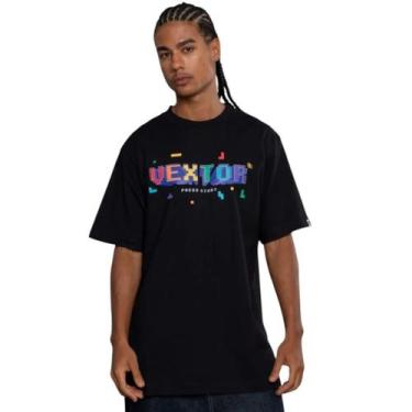 Imagem de Camiseta Oversize Vextor Tetris Manga Curta Masculina Cor:PretoTamanho