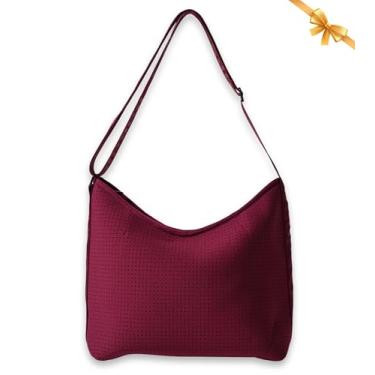 Imagem de POPUPS Bolsa tiracolo Hobo – Bolsa mensageiro ajustável de neoprene lavável com bolso interno e fecho de zíper (35,5 cm x 15,2 cm x 25,4 cm), Baga, Popups Bolsas de telefone da marca