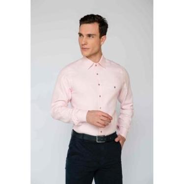 Imagem de Camisa Social Masculina Slim Zaiko Maquinet Rosa-Masculino