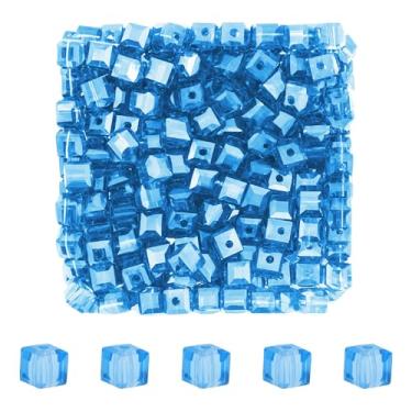 Imagem de Mandala Crafts Contas de cristal de cubo azul claro de 3 mm – 500 contas de vidro facetadas para fabricação de joias, suprimentos de contas, artesanato DIY, pulseiras, colares, brincos e contas