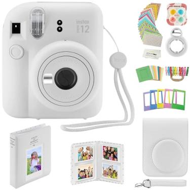 Imagem de Câmera instantânea Fujifilm Instax Mini 12 + pacote de fotos de qualidade, capa, adesivos de decoração, molduras, álbum de fotos (Branco argila)