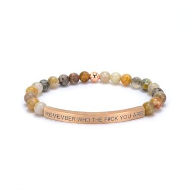Imagem de cusurlove Pulseira cristã inspiradora para mulheres, joia de verso bíblico com contas de ágata de folha de bambu, presente de fé religiosa banhada a ouro 18K, joia de incentivo às escrituras para ela