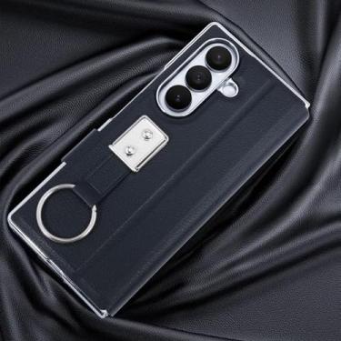 Imagem de LTLMYDAM Capa de couro para Samsung Galaxy Z Fold 7, protetor de tela tudo incluso capa carteira flip mini anel de suporte capa anti-queda, cinza, dobra7