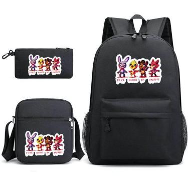 Imagem de Mochila Five Nights, 3 unidades/conjunto, bolsa escolar de lona para crianças