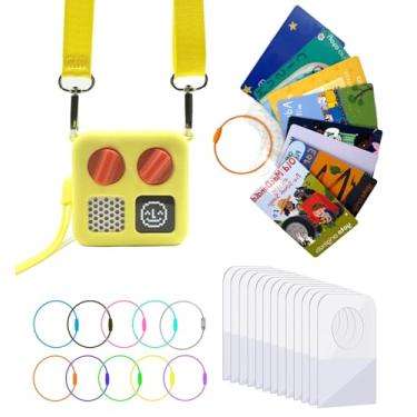 Imagem de Thisness Capa de silicone para Yoto Mini e porta-cartões para Yoto Cards, jaqueta protetora de silicone de aventura com alça de ombro, 200 abas 10 laços, bolsa de viagem infantil, acessórios Yoto