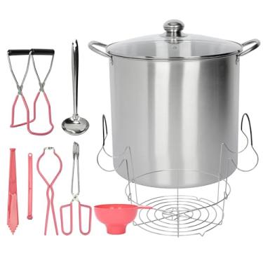 Imagem de yeshine Pote de conservas de 21,5 litros com rack e tampa, conjunto grande de potes de conservas de banho de água com conjunto completo de ferramentas de enlatamento, kit inicial de suprimentos para