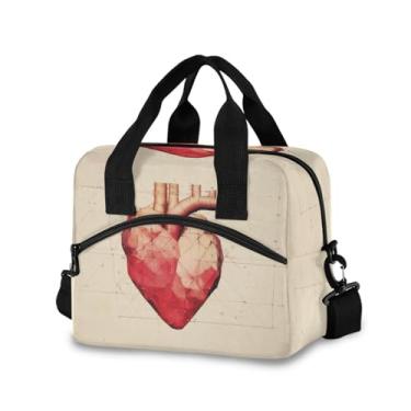 Imagem de Burbuja Lancheira com isolamento de coração dos namorados para mulheres e homens, lancheira portátil com alça de ombro removível, lancheira para viagem, piquenique, escritório, trabalho