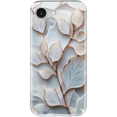 Imagem de LUMARKE Capa fofa para iPhone 16e - Compatível com carregamento sem fio - Silicone macio de camada dupla + capa rígida - Design floral moderno - Capa de telefone brilhante para mulheres - Veias de