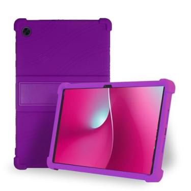 Imagem de Capa para T-Mobile Revvl Tab 2 de 10,1 polegadas, compatível com o tablet Android T-Mobile Revvl Tab 2 – Capa protetora de silicone macio com suporte, resistente a quedas à prova de choque (roxa)