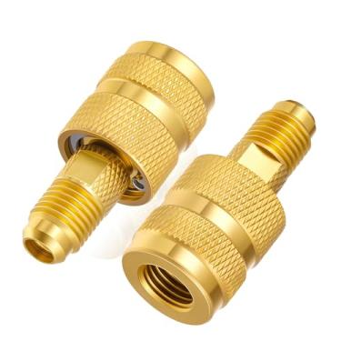 Imagem de Conjunto de 2 adaptadores R-32 R-454B, adaptador de rosca reversa HVAC de 6 mm fêmea para macho de 1/10.2 cm, acessórios de conexão rápida HVAC de baixa perda para refrigerante R32 R454B (2)