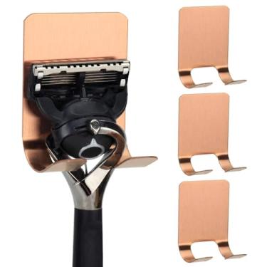 Imagem de BLAGAIN Suporte adesivo para barbear, ganchos de parede à prova d'água, pacote com 4, suporte de barbeador de aço inoxidável para organizador de chuveiro ou cozinha, armazenamento para escova de