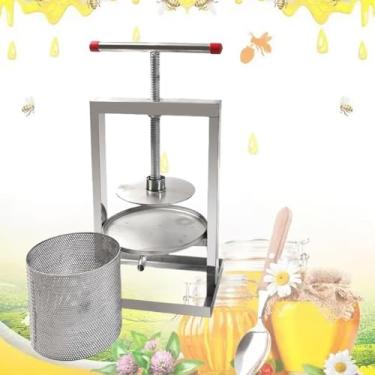 Imagem de Prensa de mel com malha em aço inoxidável, extrator de cera de abelha, balde de malha de 4L, ferramenta de apicultura, prensa manual de mel, para produção de vinho, mel e suco