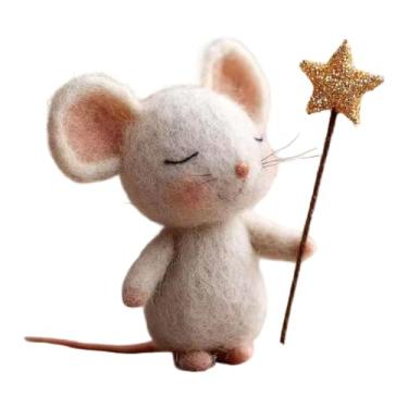 Imagem de Baoblaze Ratinhos de feltro feitos à mão com estrela, enfeites de ratinhos, estatueta encantadora em miniatura para estante, armário, lareira e decoração de, Style D