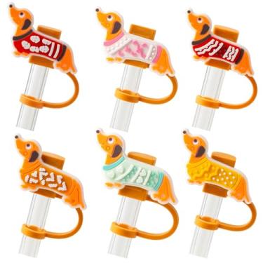 Imagem de 6 peças de capa de palha, 10 mm de cobertura de palha para cachorro Stanley, topo de canudos para cães serve para copo Stanley, acessórios para copos Stanley, presentes para amantes de cães (cachorro