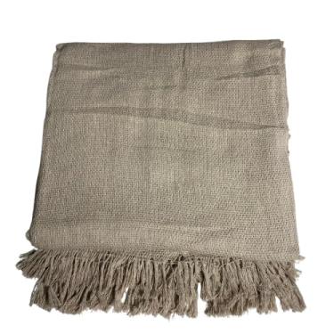 Imagem de Manta extragrande 210 x 120 cm 100% algodão puro Adequada para sofás ou camas, combinando funcionalidade protetora com um elegante apelo decorativo. (Areia)