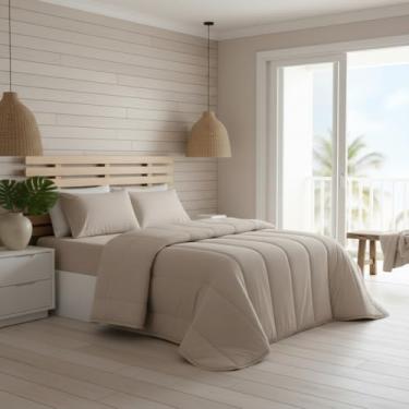 Imagem de Edredom Dupla Face Liso em Malha 100% Algodão – Conforto e Qualidade Premium (Avelã, Solteiro)