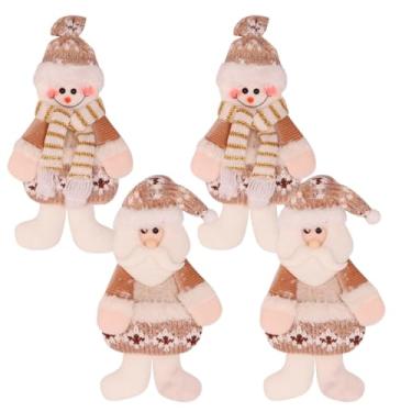 Imagem de Kit 4 Bonecos Enfeite Papai Noel Luxo Caramelo begê para Pendurar Familia Royal 32x13cm Marrom Natal Árvore Led Luzes