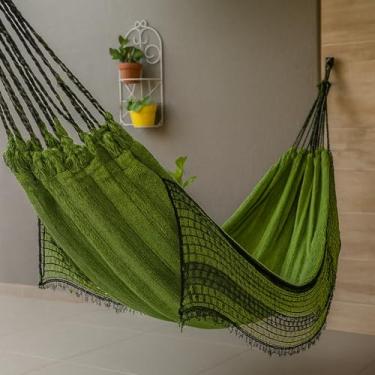 Imagem de Rede de Dormir Casal Algodão Natural 4m x 1,5m Moderna Confortável e Resistente(Verde Neon)