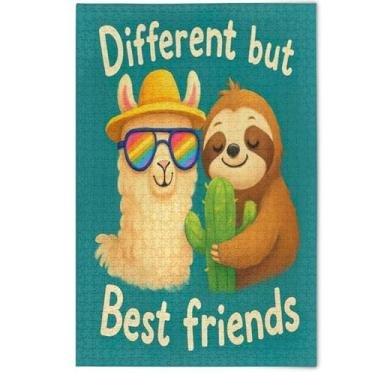 Imagem de Quebra-cabeça de preguiça de lhama fofo com 500 peças, paisagem para adultos, cena de arte animal, quebra-cabeças coloridos, jogos tecnológicos, presentes, 500 peças, 52 x 37,8 cm