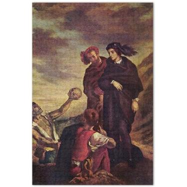 Imagem de Eugène Delacroix imprime quebra-cabeças Hamlet with Horatio 500 peças para adultos divertidos paisagens bobas arte floral animal, 50 x 35 centímetros
