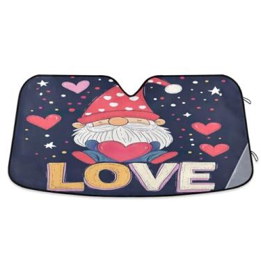 Imagem de Guarda-sol Gnome Love Red Auto Para-brisa Janela Frontal Carro Guarda-sol Mantém o Veículo Fresco Pequeno
