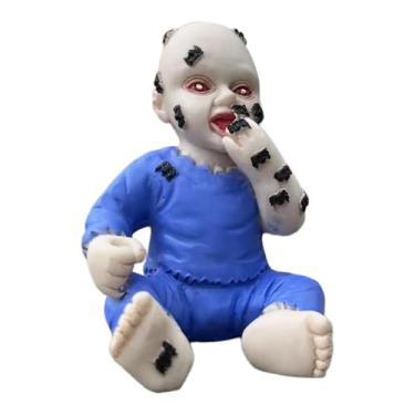 Imagem de Sclmgo Boneca de Halloween, Estátua/Escultura de Boneca Assustadora de Halloween para Festas, Carnavais E Casa, Azul, Tamanho real