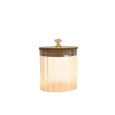 Imagem de Conjunto de Potes de Vidro com Tampa, Transparente Âmbar, Tamanhos Variados, Decorativo (500ml)