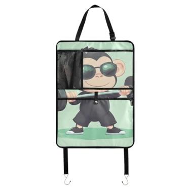 Imagem de Joitme Organizador de macaco fofo verde para carro, pacote com 2 protetores de chute, acessórios de carro para mulheres