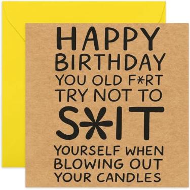 Imagem de Cartões de aniversário engraçados para homens e mulheres, piada rude de velhice, design hilário para pai, irmão, padrasto, filho, avô, neto - quadrado, em branco por dentro com envelope premium