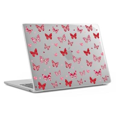 Imagem de Compatível com MacBook Air 13,3 polegadas 2022 2021 2020 2019 2018 versão M1 A2337 A2179 A1932, romântico Dia dos Namorados Borboleta Vermelha Amor Capa transparente protetora para amante