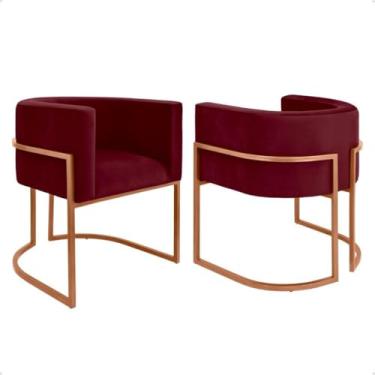 Imagem de Kit 2 Poltronas para Recepção - Conjunto Decorativo para Clínica, Consultório e Sala de Espera, Confortável e Moderno(bordo.,cobre)